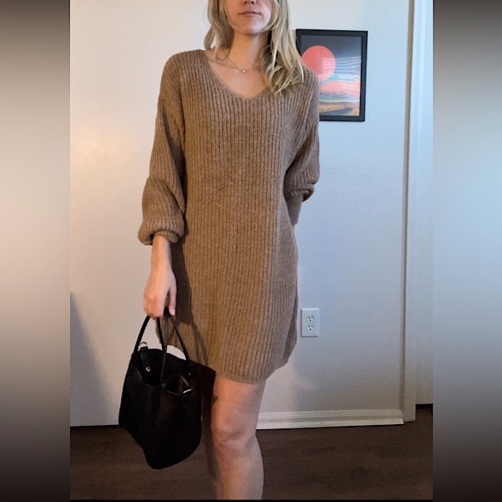 ASOS Brown, Long Sleeve, Over-sized, Sweater Dress